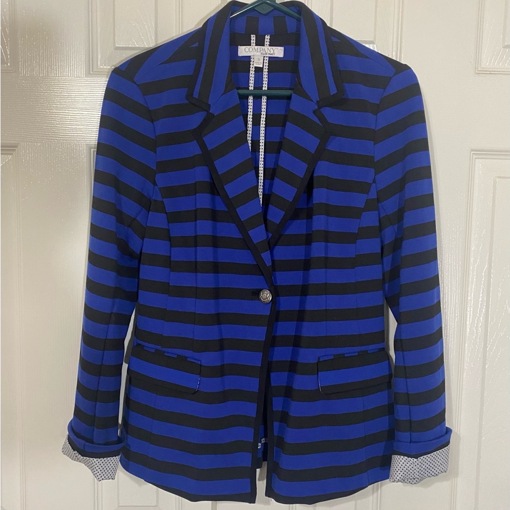 Company Ellen Tracy Black & Blue stripped blazer/coat size small